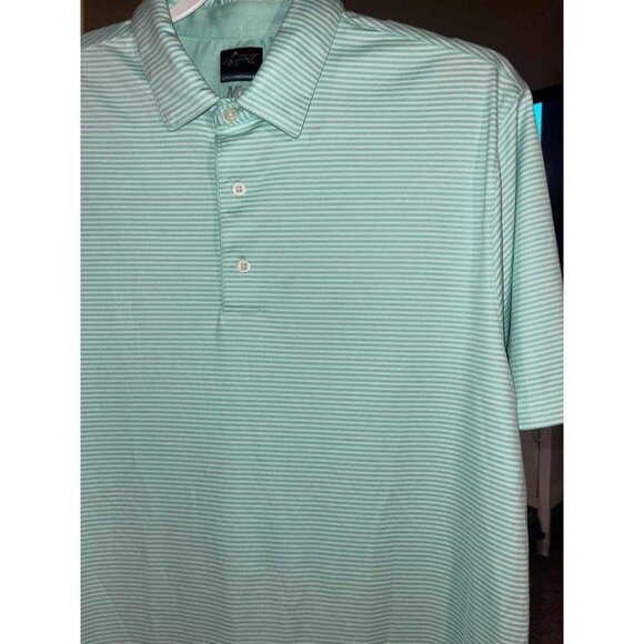 Greg Norman ML75 Play Dry Mint Green Striped Polo Shirt L/G - Picture 2 of 8
